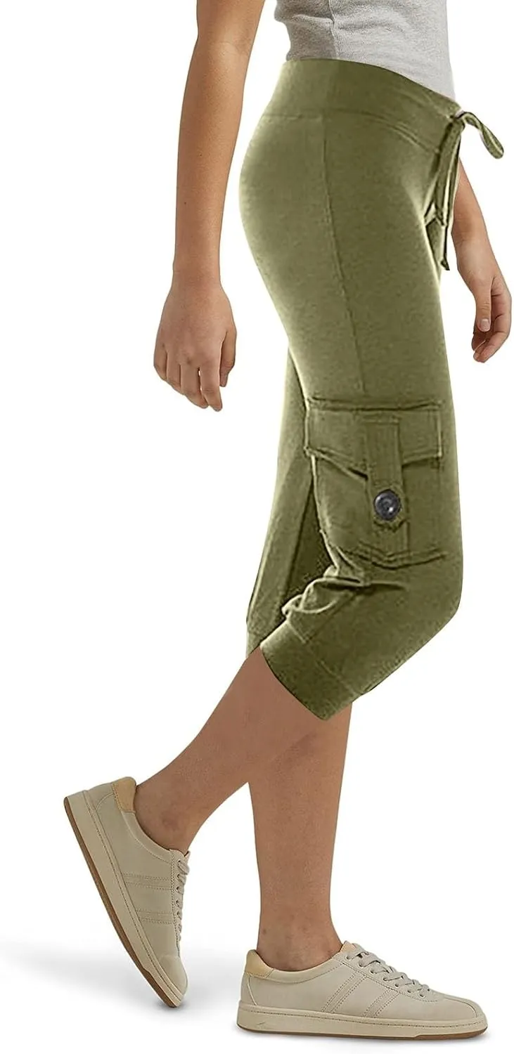 2024 Women's Capris Cargo Hiking Pants Lightweight Quick Dry Outdoor Athletic Running Sports Travel Summer Flap Pockets