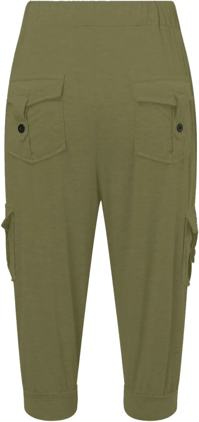 2024 Women's Capris Cargo Hiking Pants Lightweight Quick Dry Outdoor Athletic Running Sports Travel Summer Flap Pockets