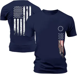 4th of July Hawaiian Shirt for Men American Flag Graphic Clothes Summer Patriotic USA Short Sleeve Sports Outfits