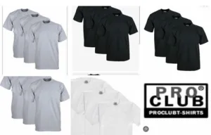 6 PACK PRO CLUB MENS PLAIN SHORT SLEEVE T SHIRT HEAVYWEIGHT COTTON