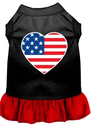 American Flag Heart Screen Print Dress Black With Red Xxxl