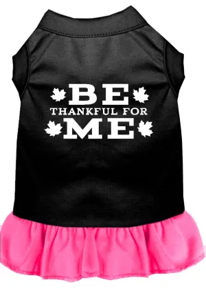 Be Thankful For Me Screen Print Dress Black With Bright Pink Xs