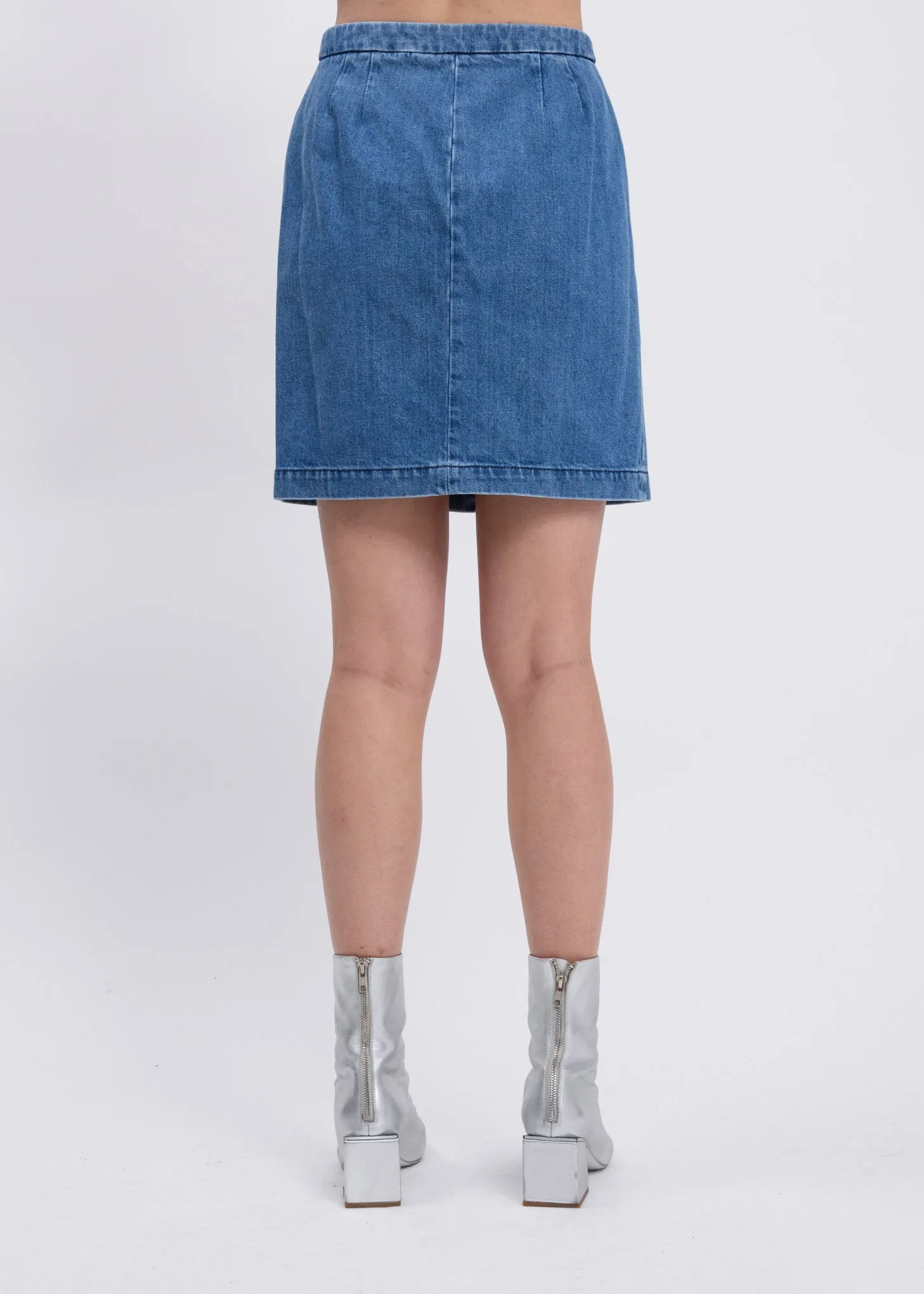 Blue Washed Denim Mini Skirt