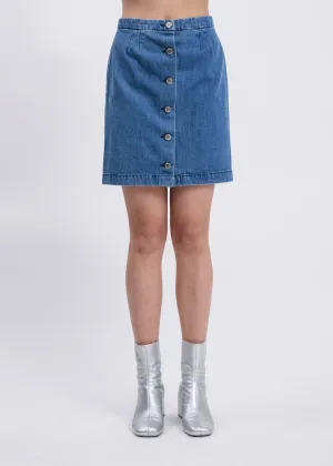 Blue Washed Denim Mini Skirt