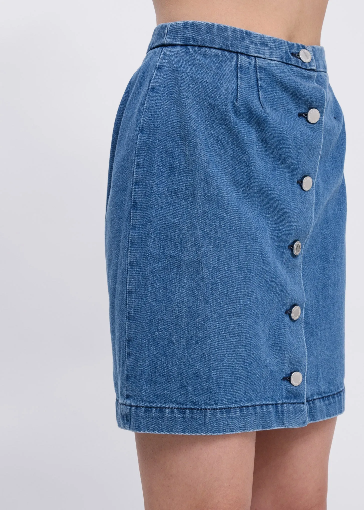 Blue Washed Denim Mini Skirt