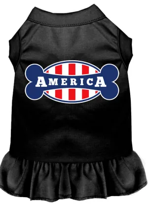 Bonely In America Screen Print Dress Black Xs