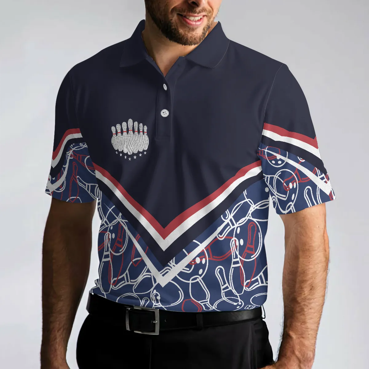 Bowling Men Polo Shirt - Bowling Seamless Pattern Men Polo Shirt, Bill Martin Tire Shirt For Men - Perfect Gift For Friend, Family, Bowling Lovers