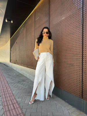Brazilian Twill Viscose Pants with Front Slit