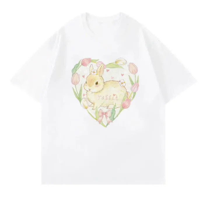 Cartoon Green Letter Print T-Shirt Chiffon Wide-Leg Pants