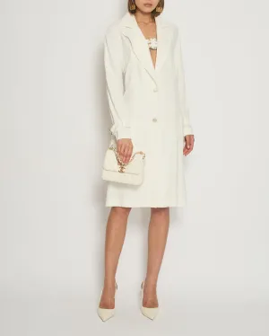 Chanel Cream Long Sleeve Coat With Chain Buckle Fastening Detail Fr 38 (uk 10)