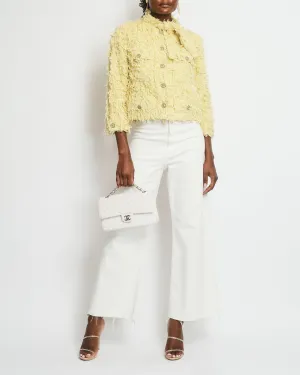 Chanel Cruise 2021 Yellow Textured Jacket With Neck Tie Detail Fr 34 (uk 6)
