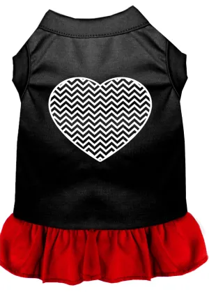 Chevron Heart Screen Print Dress Black With Red Med
