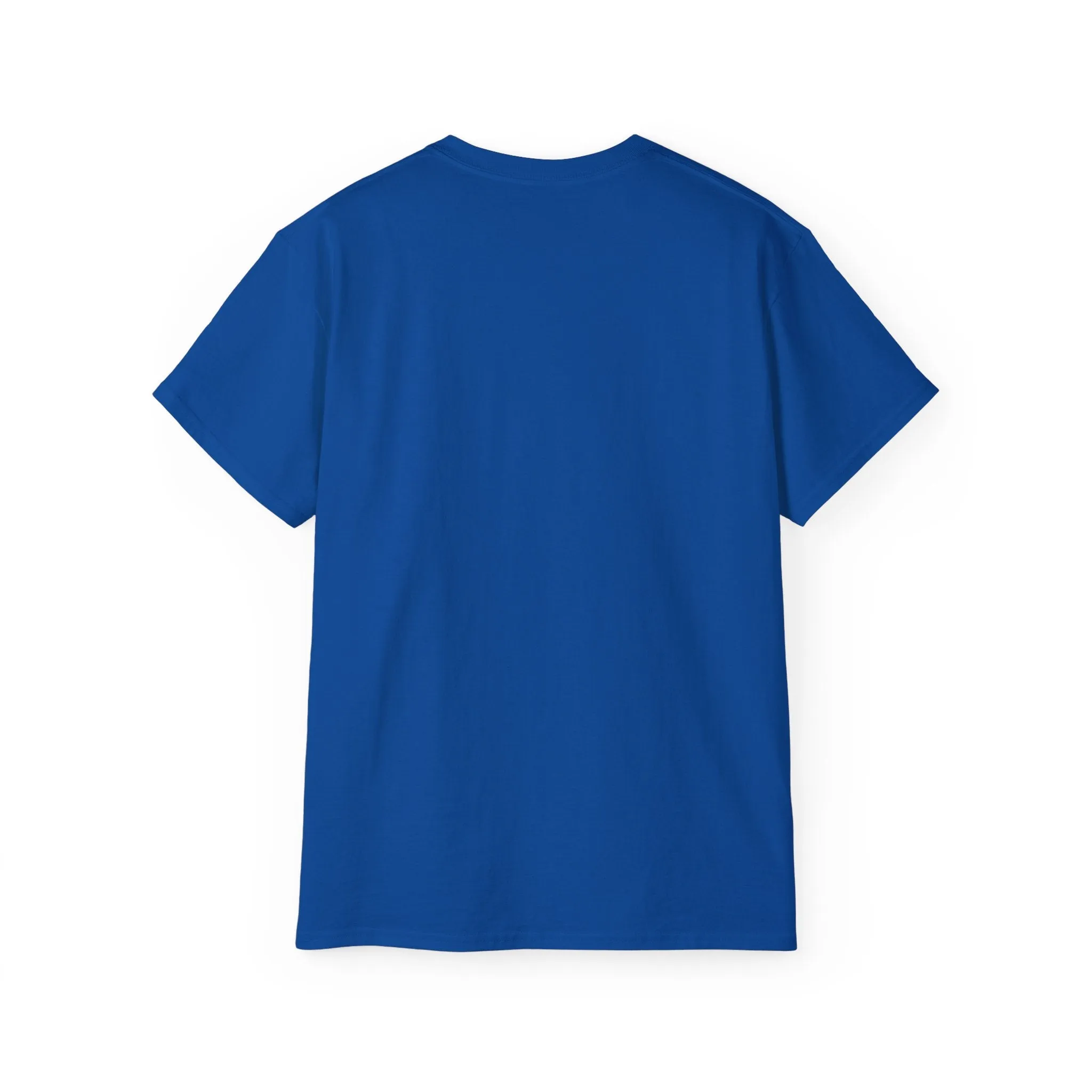 Coffee & Barbells - Unisex Ultra Cotton Tee - Front White Logo - Plain Back
