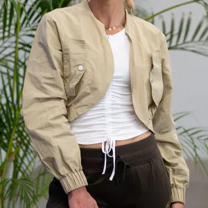 Curve Crop Jacket | Tan