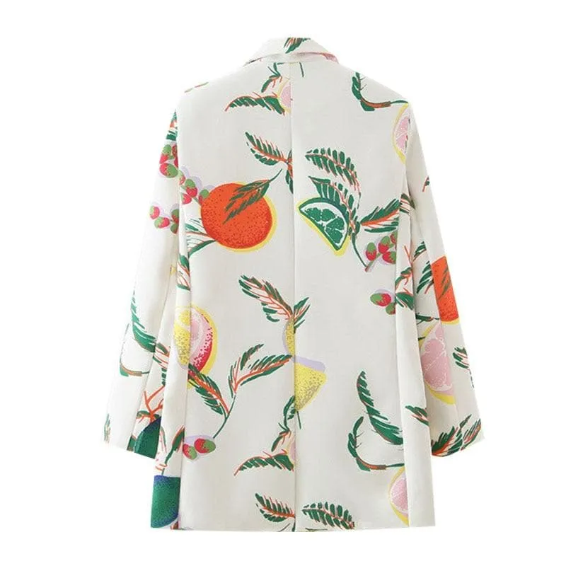 DOUBLE BREASTED FRUIT PRINT COAT