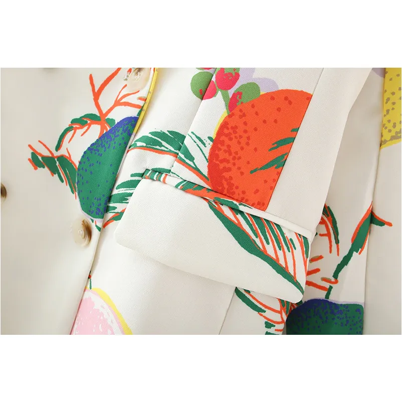 DOUBLE BREASTED FRUIT PRINT COAT