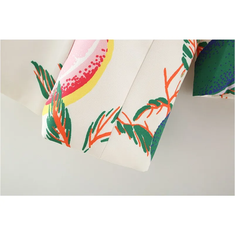 DOUBLE BREASTED FRUIT PRINT COAT