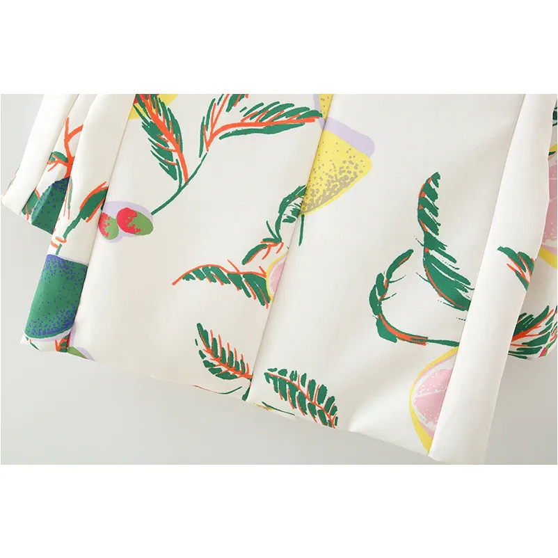 DOUBLE BREASTED FRUIT PRINT COAT