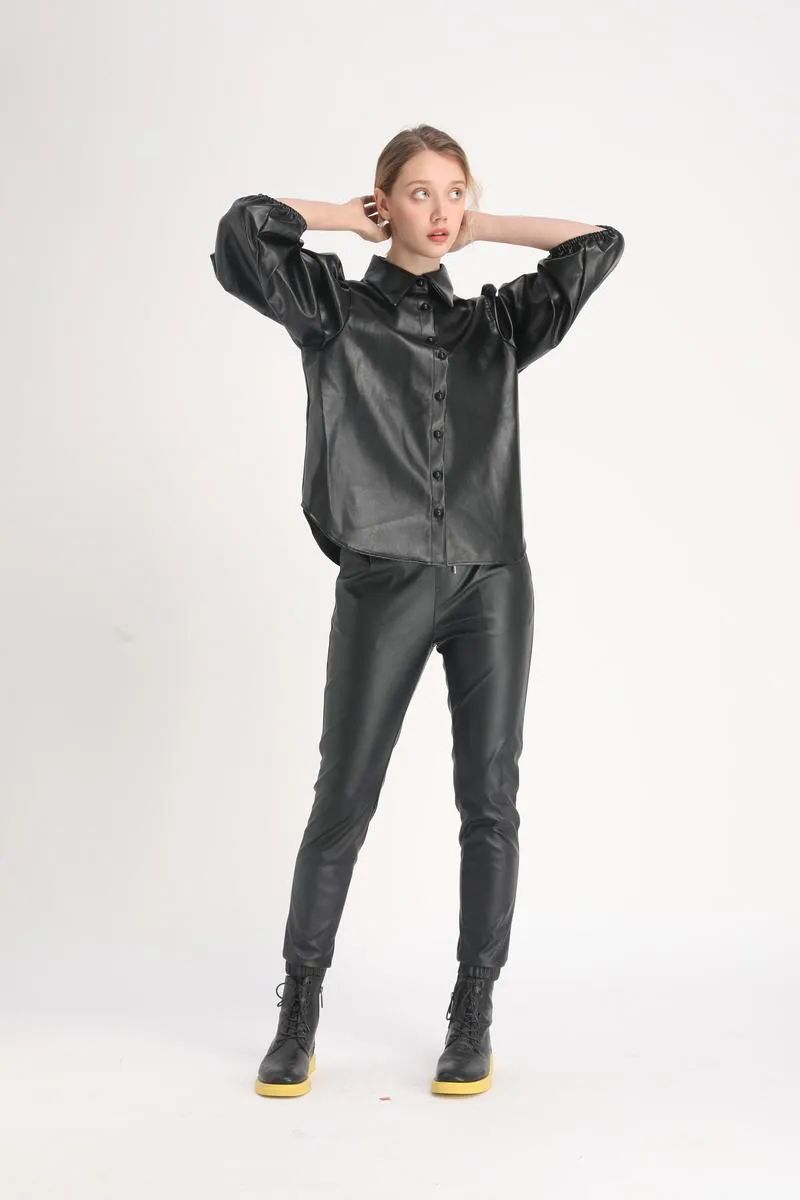 FAUX LEATHER SHIRT