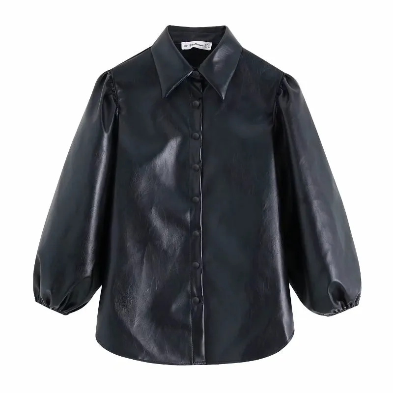 FAUX LEATHER SHIRT