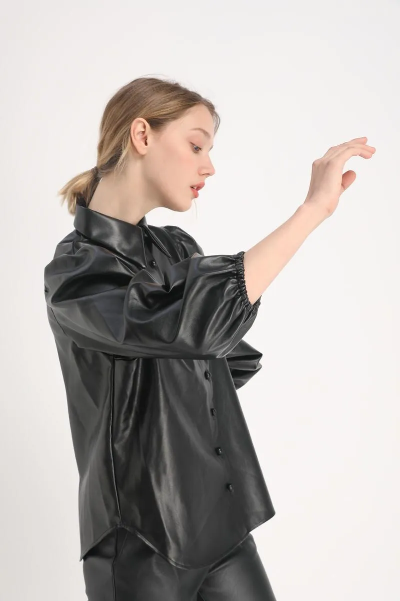 FAUX LEATHER SHIRT