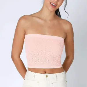 Floral Lace Tube Top - Pink