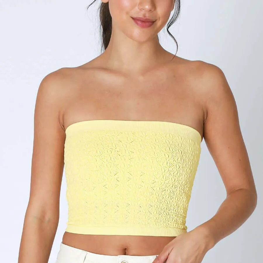Floral Lace Tube Top - Yellow