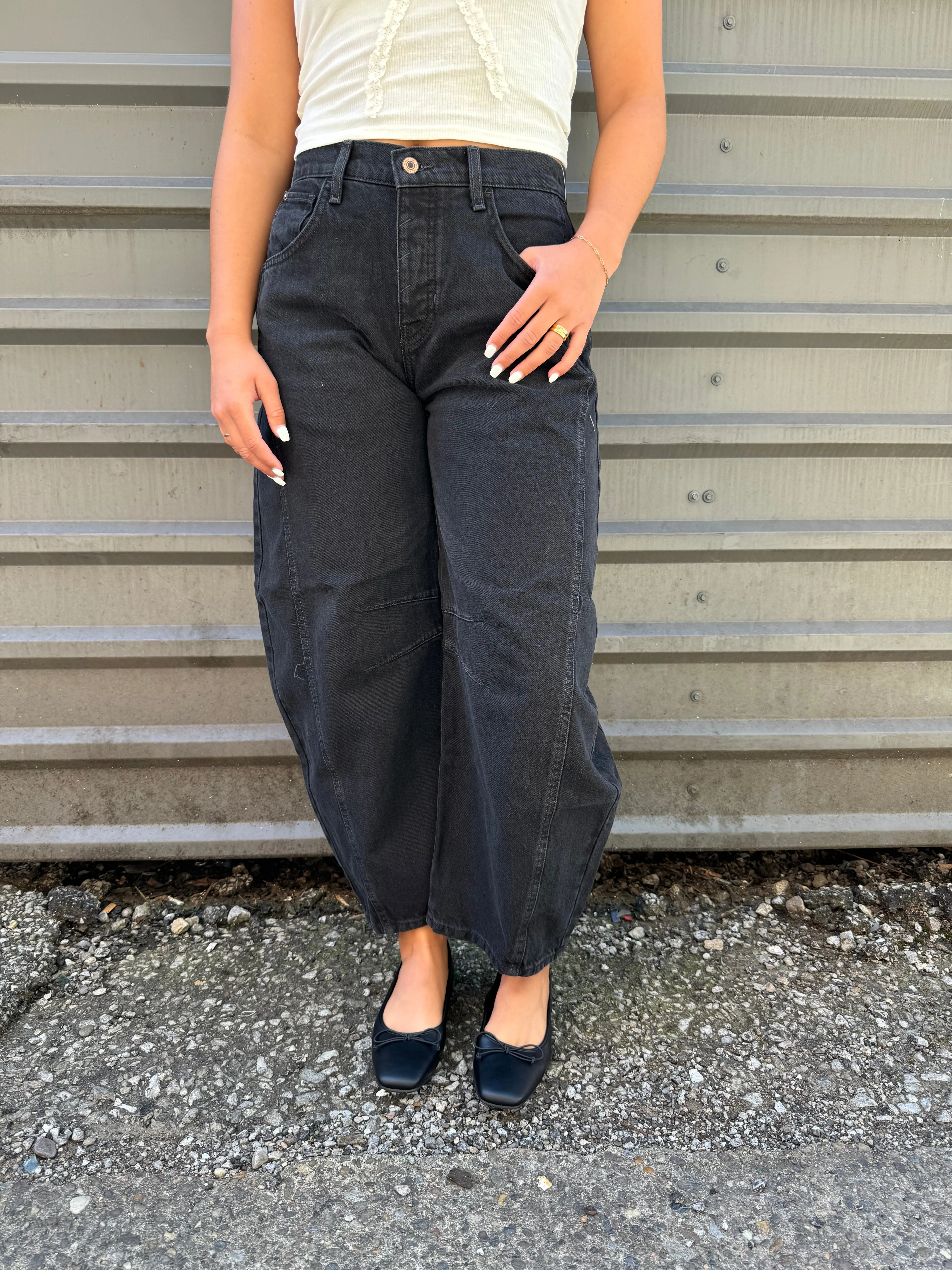 FREE PEOPLE GOOD LUCK MID-RISE BARREL JEANS