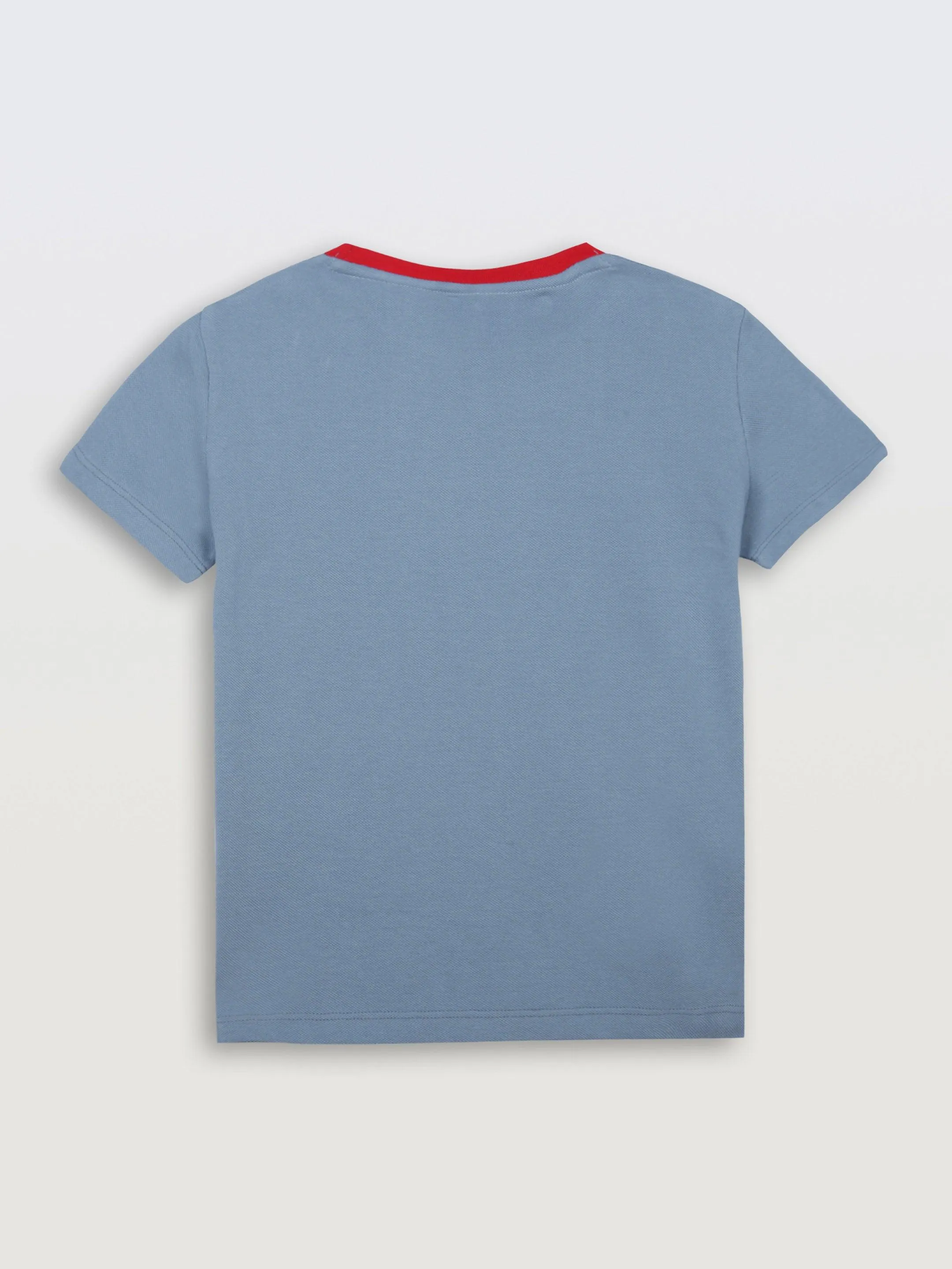 HAWAII ALOHA BLUE RED RIB SHORT SLEEVE BOYS T-SHIRT - BLUE