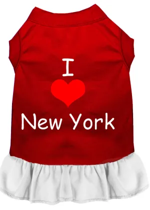 I Heart New York Screen Print Dress Red With White Med