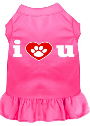 I Heart You Screen Print Dress Bright Pink Xxl