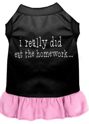 I Really Did Eat The Homework Screen Print Dress Black With Light Pink Sm