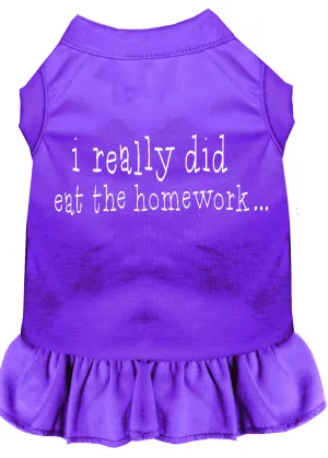 I Really Did Eat The Homework Screen Print Dress Purple Xs