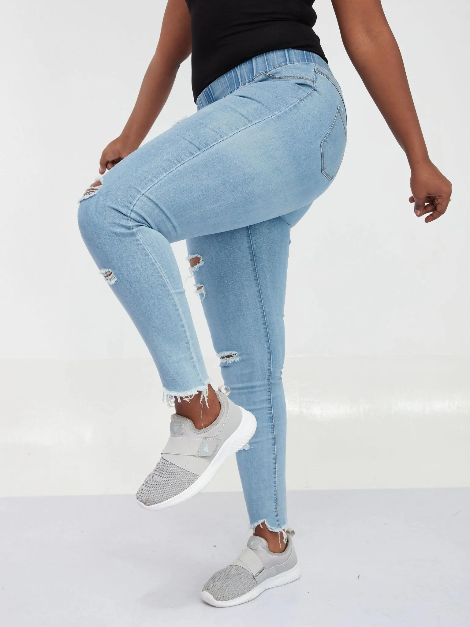 Light Blue Rugged (No String) Jeans - Blue