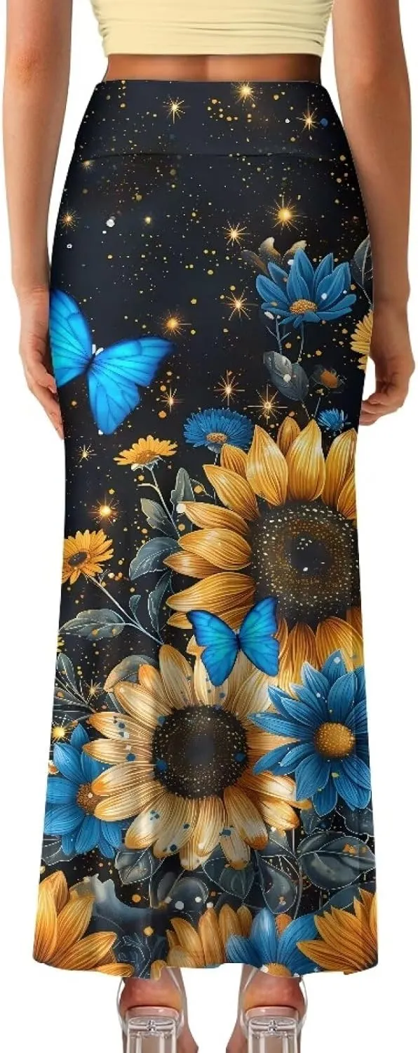 Long Skirts for Women Fall Flared Midi Skirt Flowy Maxi Skirt High Waist Ankle Length Pencil Skirt A-Line Skirts