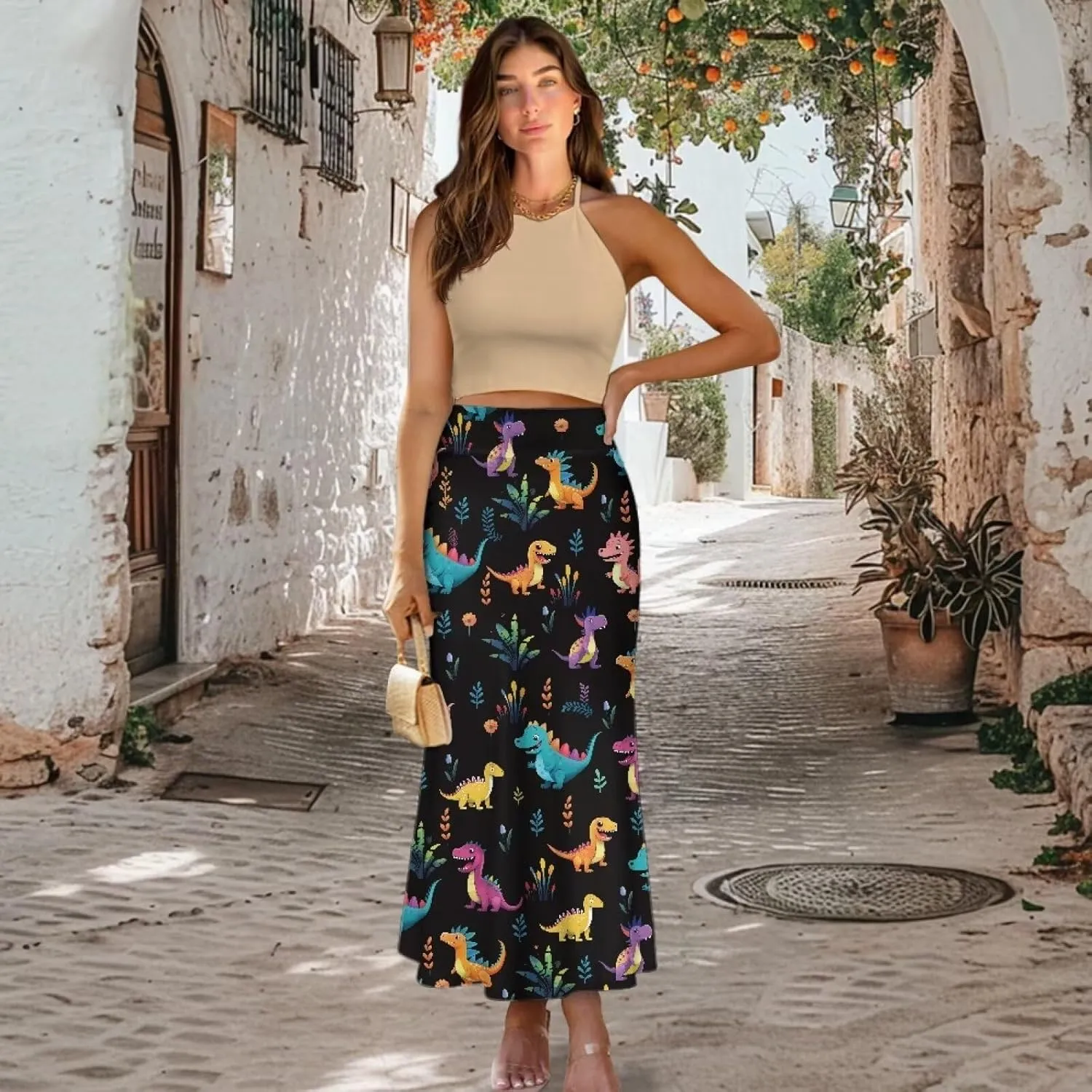 Long Skirts for Women Fall Flared Midi Skirt Flowy Maxi Skirt High Waist Ankle Length Pencil Skirt A-Line Skirts
