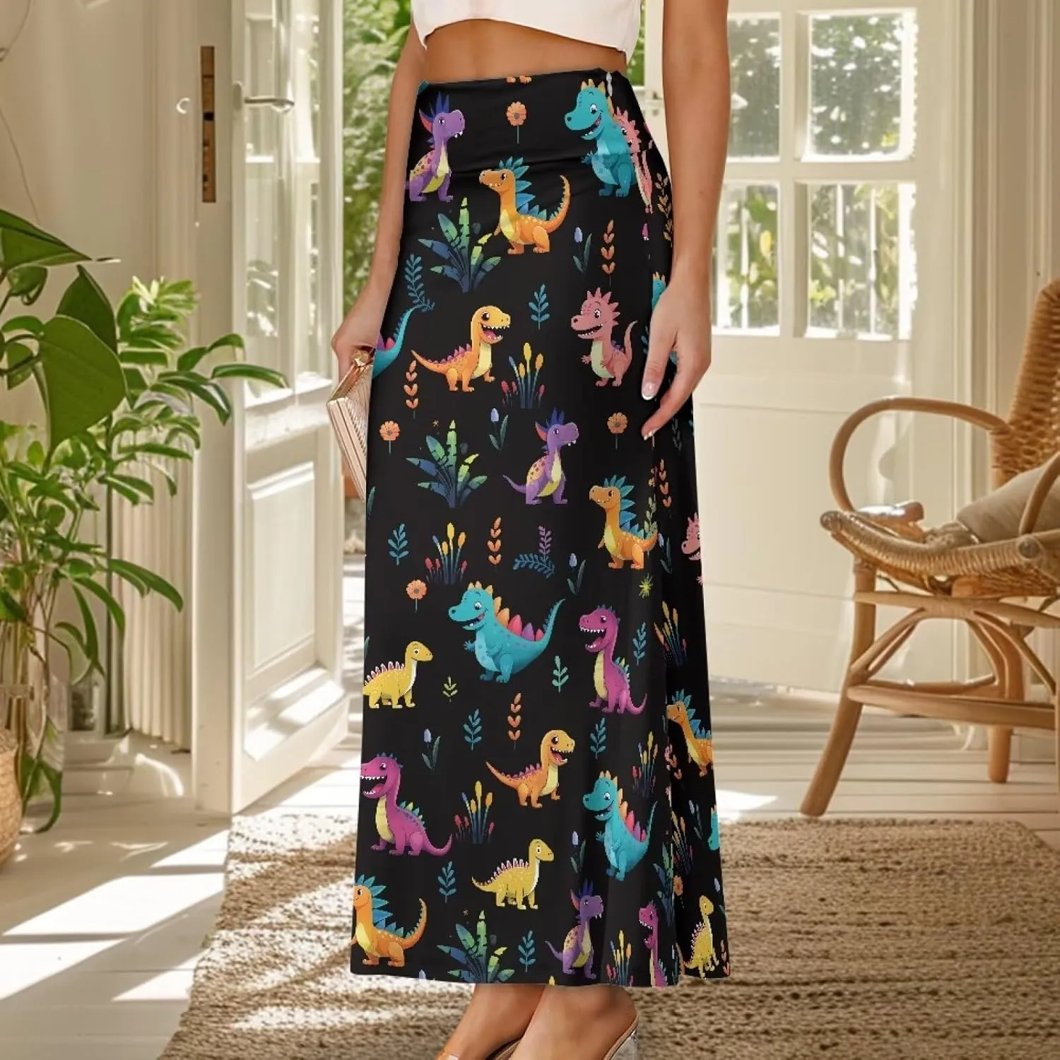Long Skirts for Women Fall Flared Midi Skirt Flowy Maxi Skirt High Waist Ankle Length Pencil Skirt A-Line Skirts