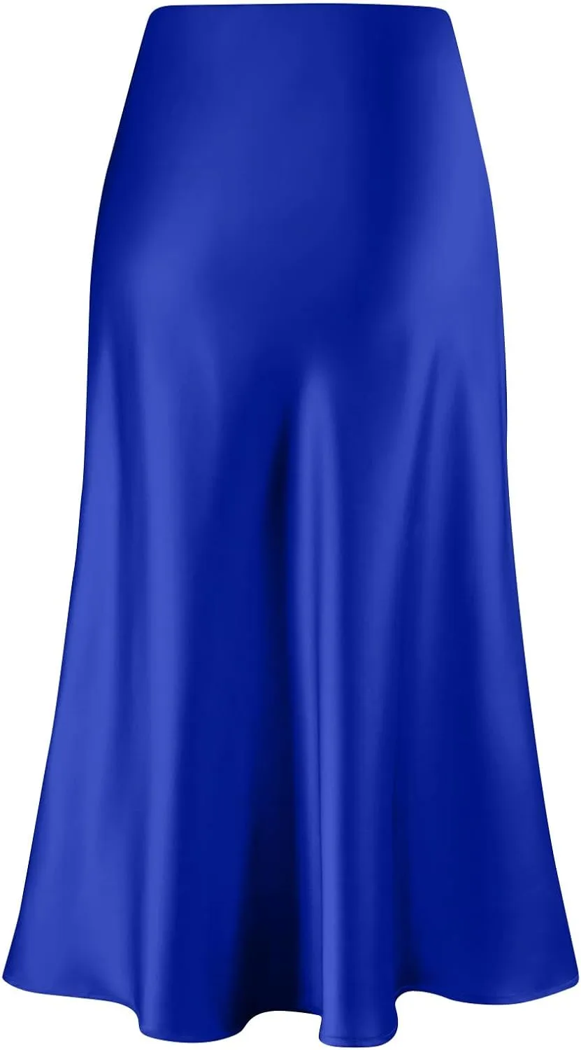 Long Skirts for Women Satin High Waisted Flared Skirt 2025 A Line Cocktail Party Skirt Business Casual Clothes