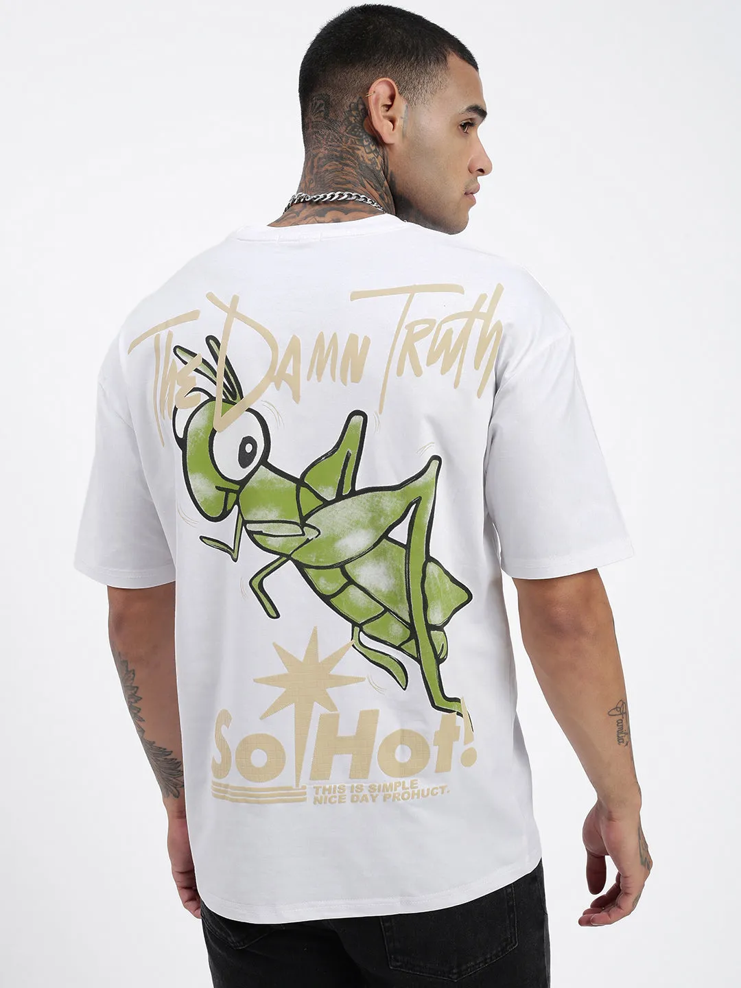 Men Graphic Printed White Relaxed Fit T-Shirt