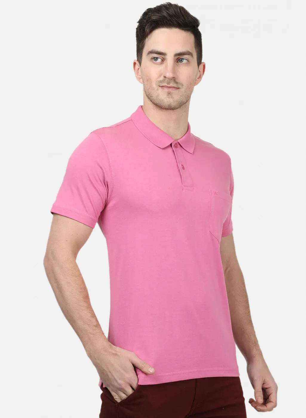 Mens Pink Plain T-Shirts