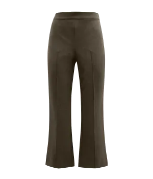 Mid Rise Pin Tuck Crop Flare Pant in Eden
