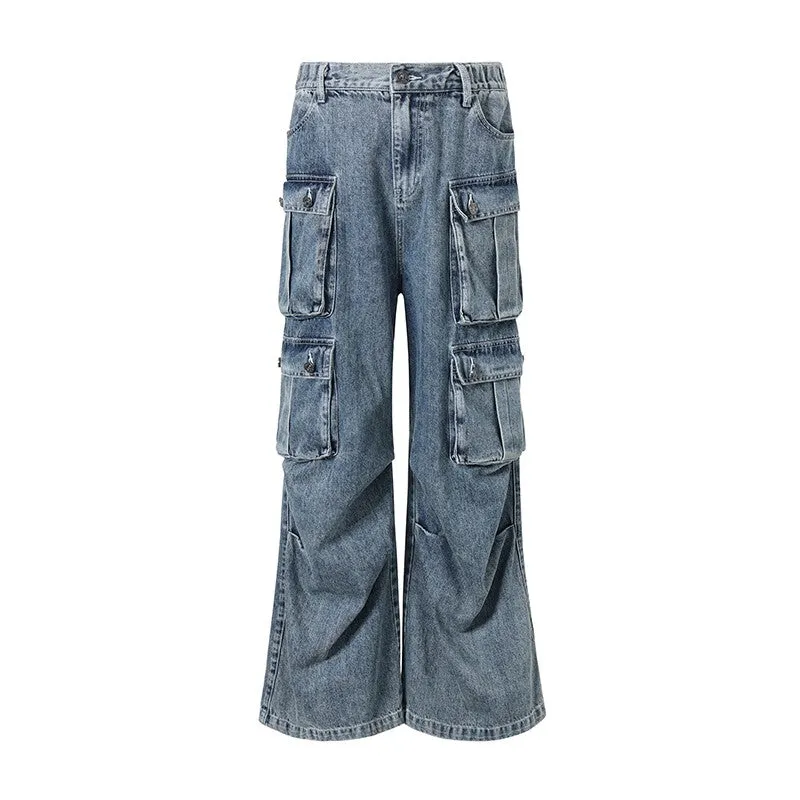 Multi Pocket Wide Leg Jeans