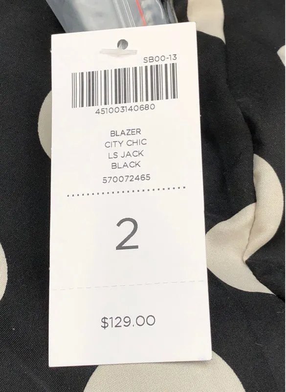 NWT Chico's Women's Black City Chic Blazer Jacket - Size 2