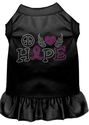 Peace Love Hope Breast Cancer Rhinestone Pet Dress Black 4x