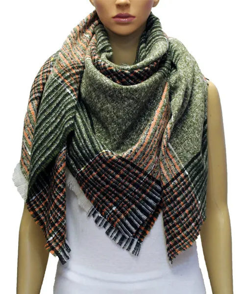 Plaid Winter Oversized Blanket Scarf-S2109