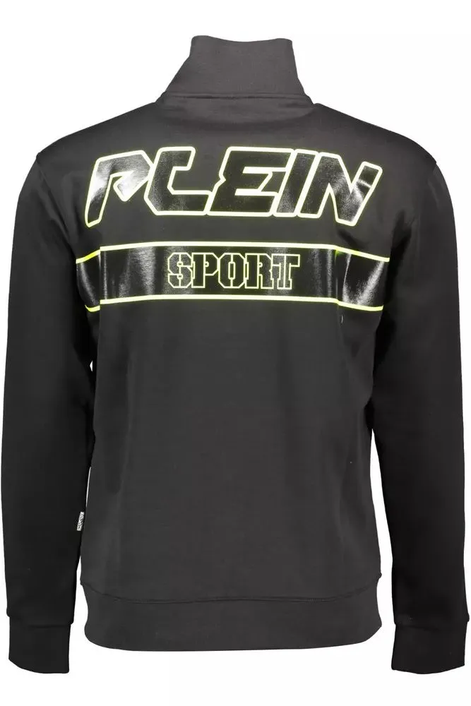 Plein Sport Sleek Long-Sleeve Zip Sweatshirt with Contrasts