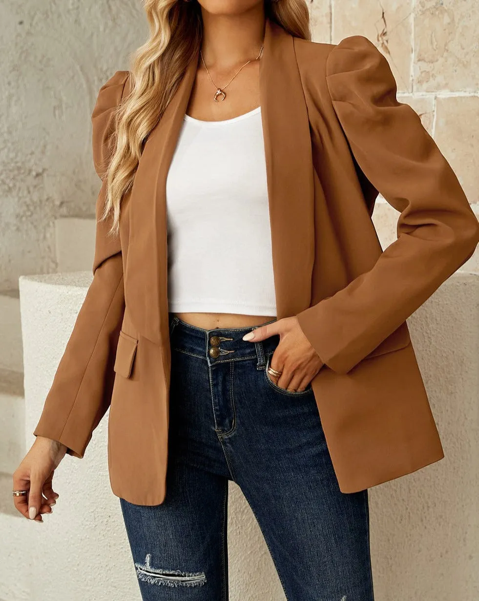 Puff Sleeve Shawl Collar Blazer