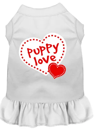 Puppy Love Screen Print Dress White Xxl
