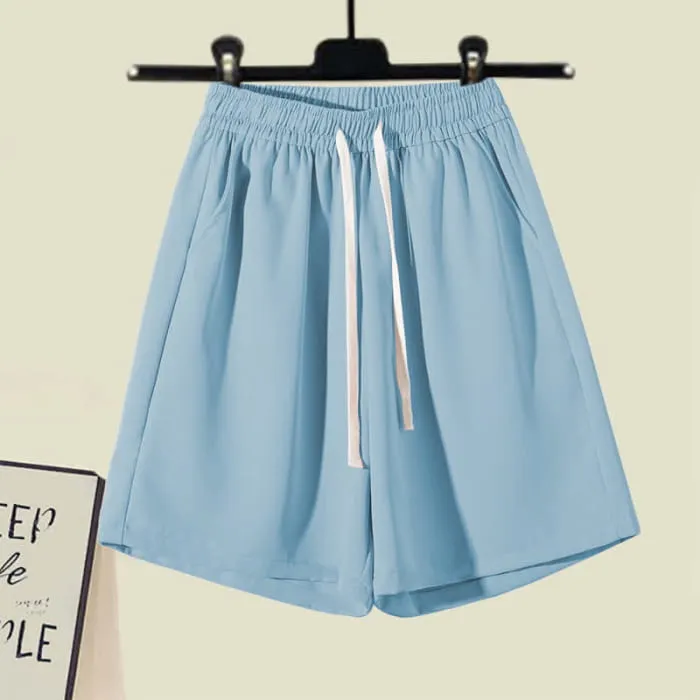Rainbow Stripe T-Shirt Casual Draw String Shorts Pants