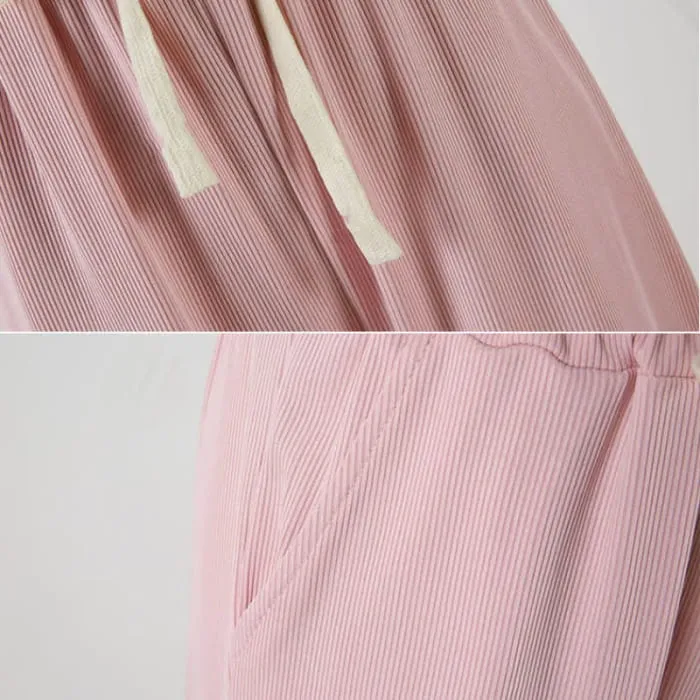 Rainbow Stripe T-Shirt Casual Draw String Shorts Pants